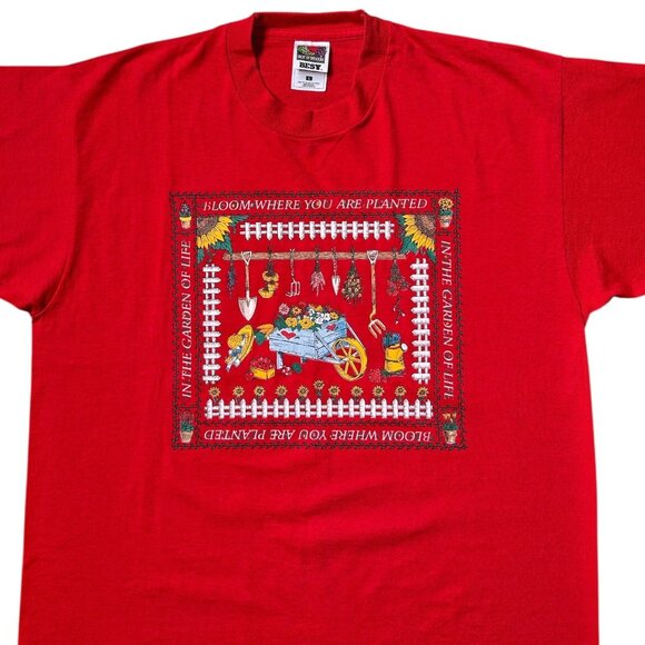 90s Vintage Garden Poem T-shirt Single Stitch Text graphic poem kitsch cottage. - Picture 4 of 6
